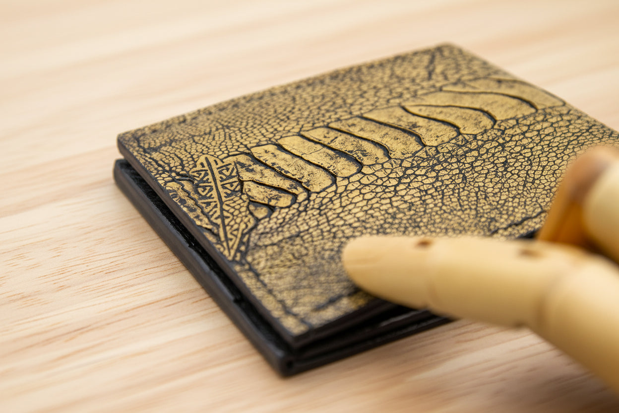 Genuine Ostrich Leather Bifold Wallet – Sand | Handcrafted Luxury