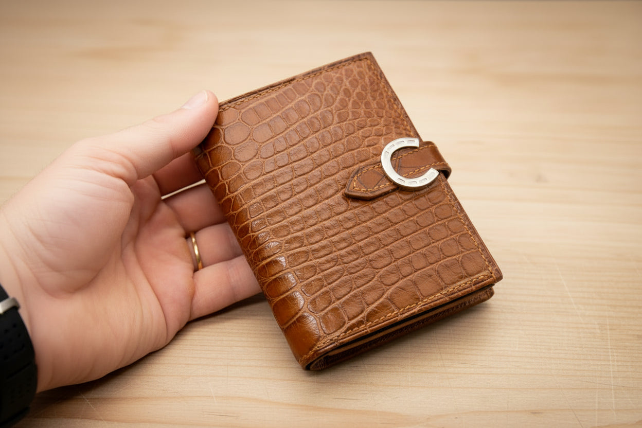 Small Alligator Leather Wallet for Women – Slim Exotic Leather Bifold