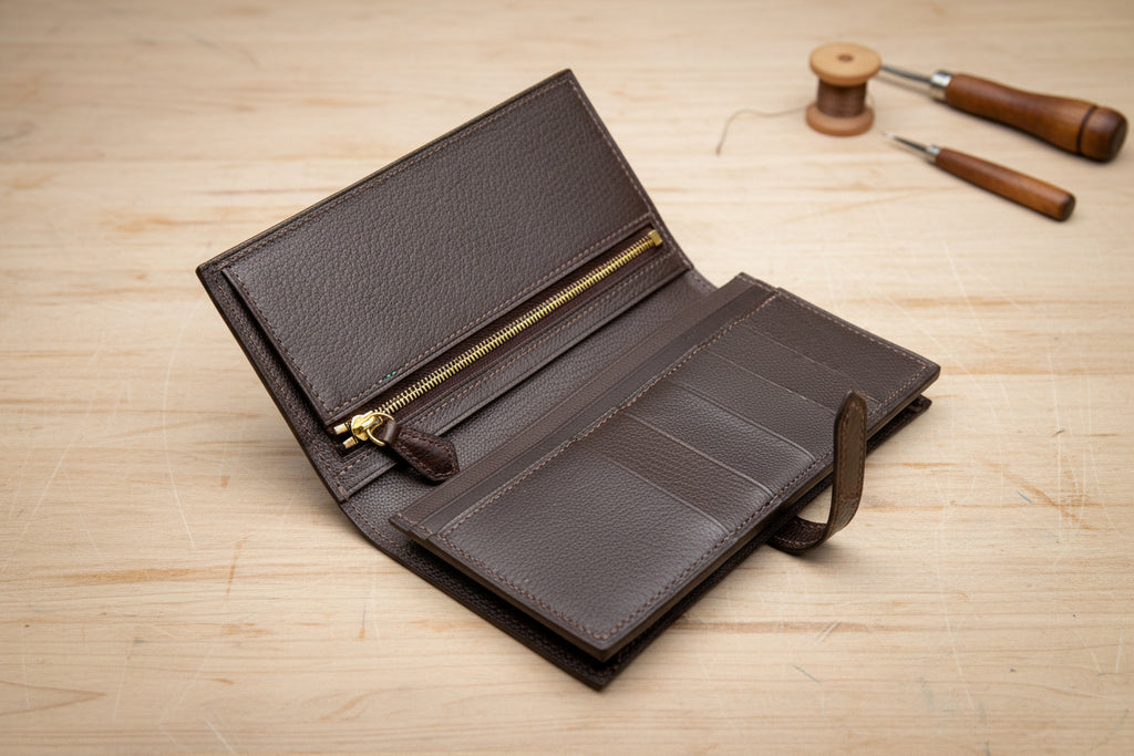 Brown Alligator Leather Clutch Wallet for Women – Exotic Handcrafted Bifold
