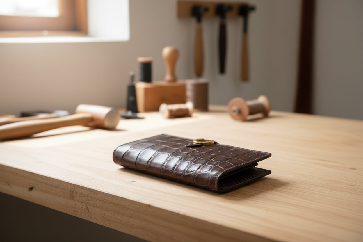 Brown Alligator Leather Clutch Wallet for Women – Exotic Handcrafted Bifold