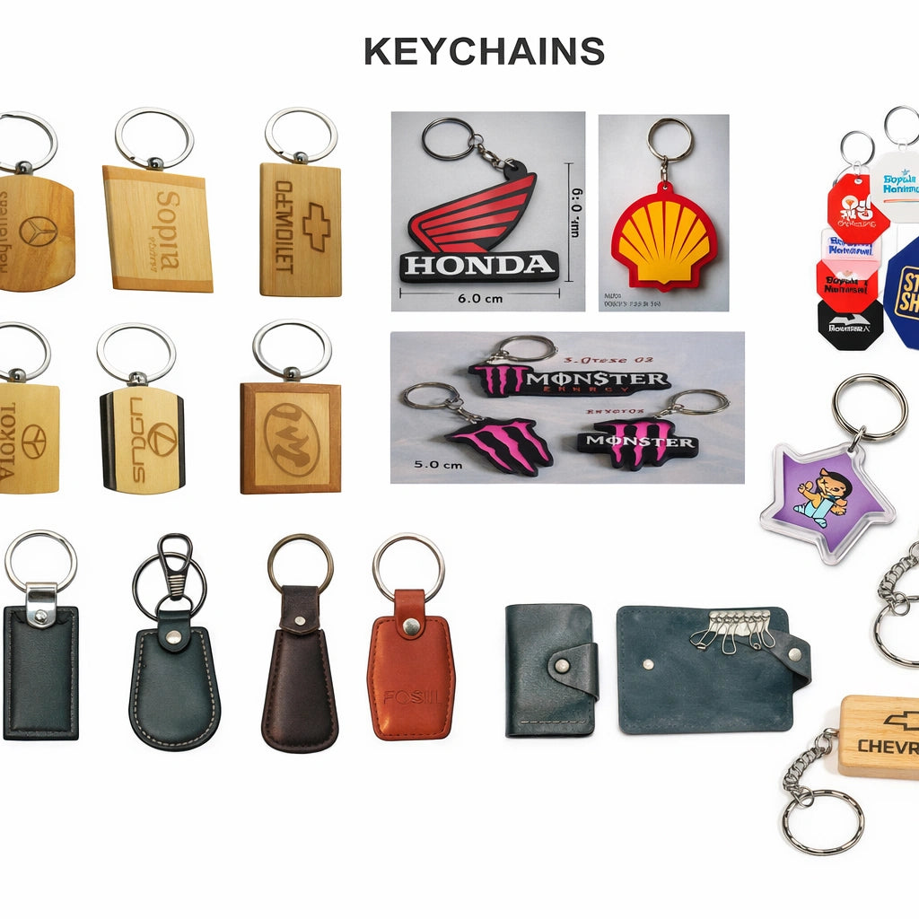 Promotional Keychains Wholesale | Wood, Leather & PVC Keyring | Custom Logo Printing