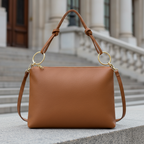 Leather Shoulder Bag with Knotted Handle & Crossbody Strap - Bags & Purses Handmade
