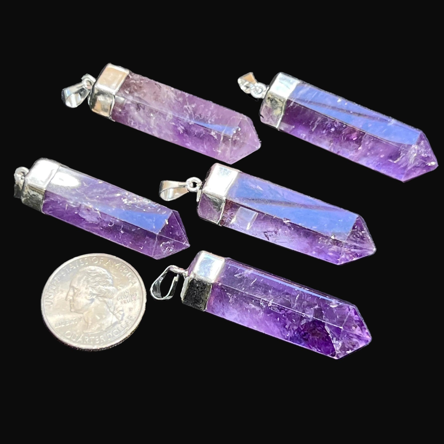 Natural Amethyst pendant with Silver