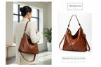 Vegan Leather Hobo Bag for Women – Large Brown Shoulder Purse