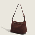 Women's Genuine Suede Leather Hobo Shoulder Bag — Boho Crossbody, Brown & Orange