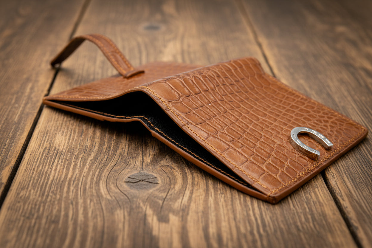 Ostrich Leather Wallet in Saddle Color