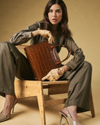 Brown Italian Calf Leather Handbag For Women