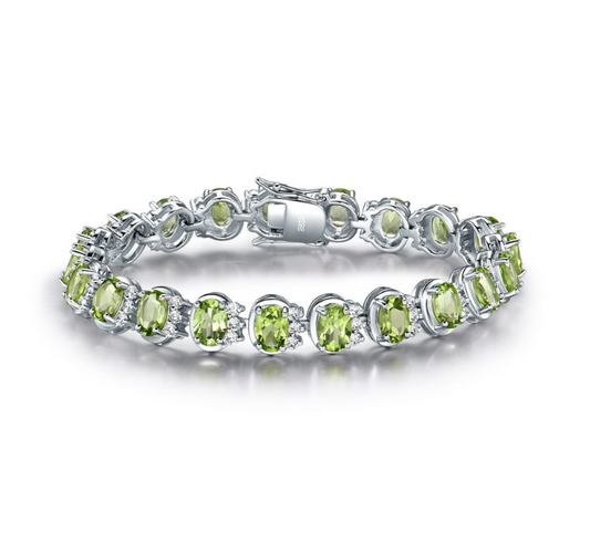 Wedding Gemstones: Natural Peridot Bracelet in Sterling Silver