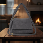 Grey handbag Suede Italian Bags