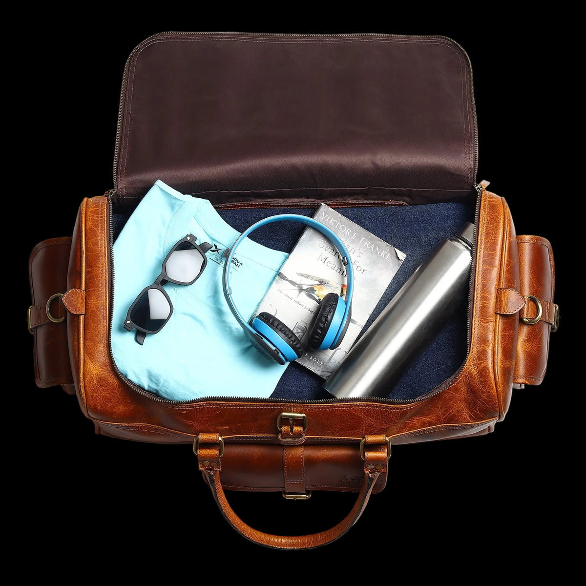 Leather Travel Duffle Bag For Men And Women