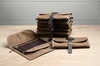 Waxed Canvas Tool Roll Organizer with Leather Accents – Handmade in USA