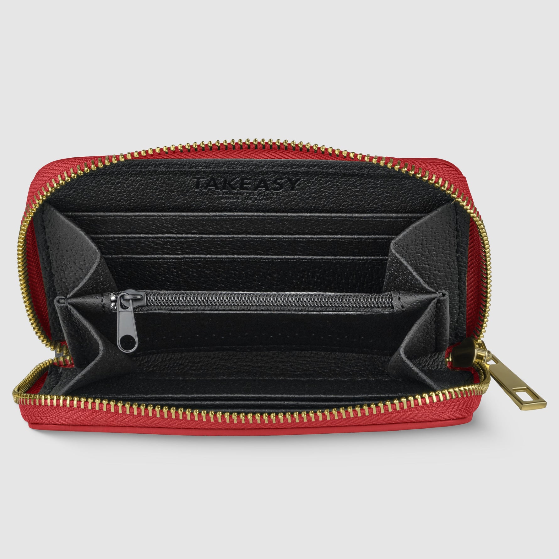 Zip leather wallet with coin pouch