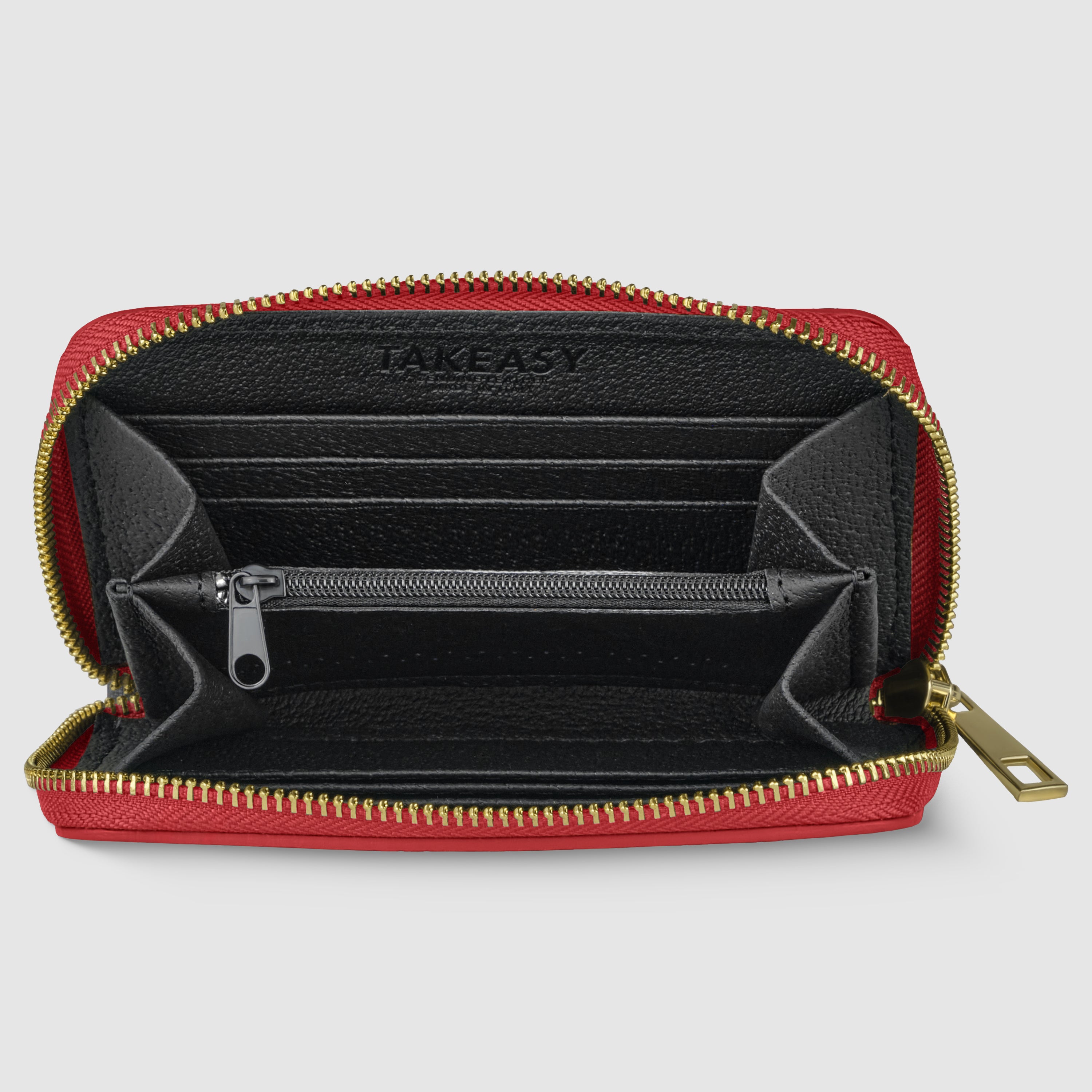 Zip leather wallet with coin pouch