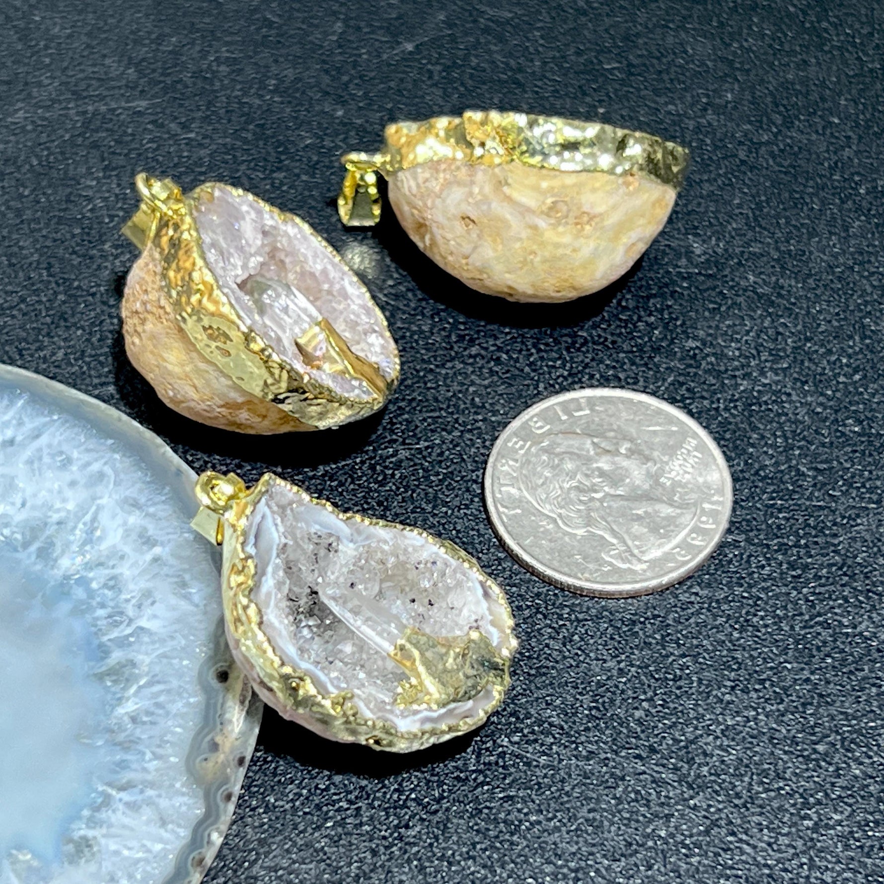 agate Druzy Pendants