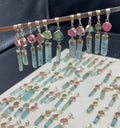 Aquamarine crystals and Watermelon Tourmaline Crystals Pendants 