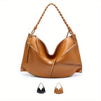 large woven handle leather shoulder bag

