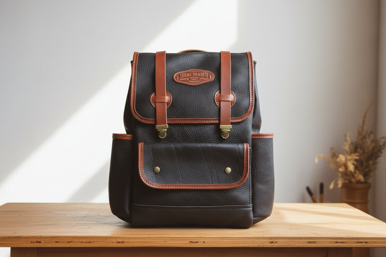 Boho leather backpack ethnic handmade vibes