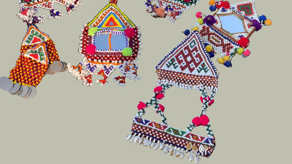ethnic Kuchi triangle beadwork sewing patches

