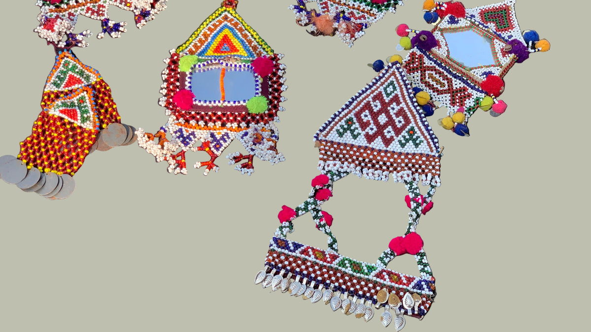 ethnic Kuchi triangle beadwork sewing patches

