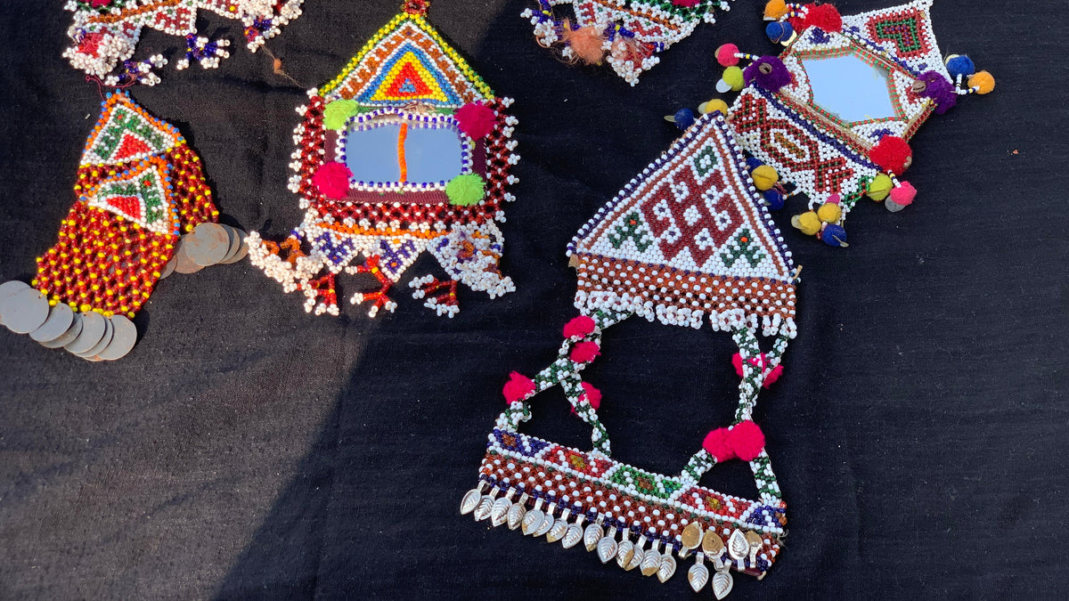 ethnic Kuchi triangle beadwork sewing patches

