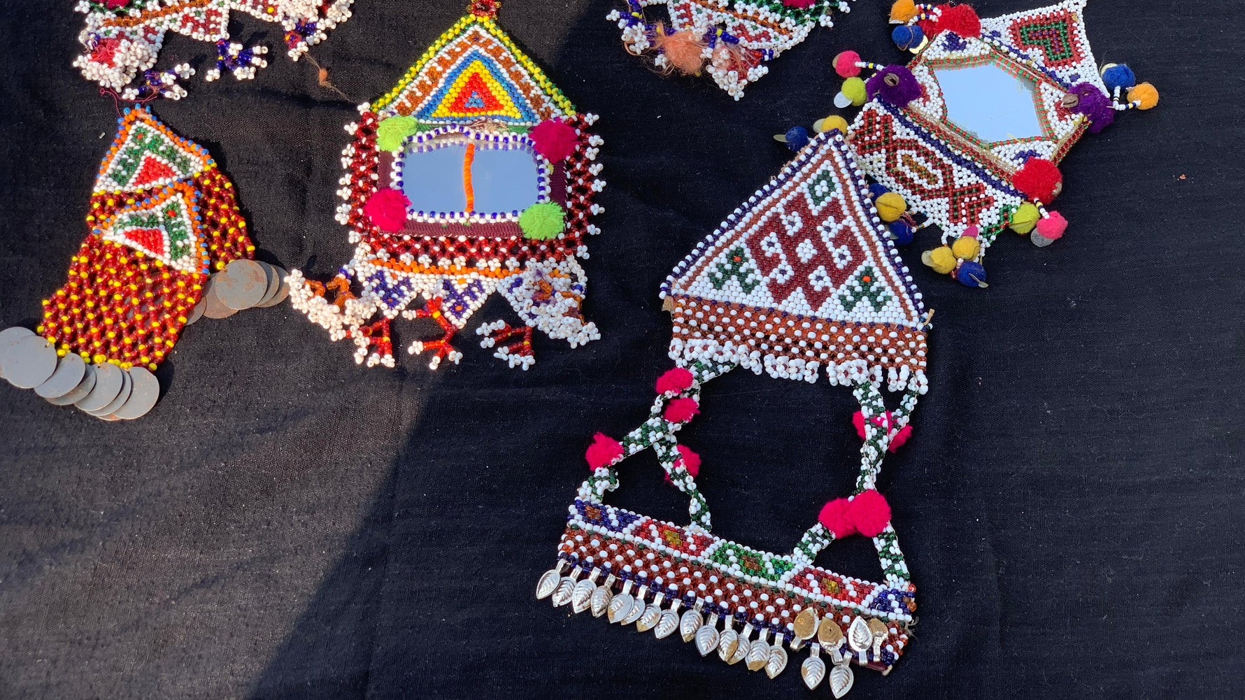 ethnic Kuchi triangle beadwork sewing patches

