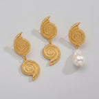 handmade conch shell pearl earrings vintage style

