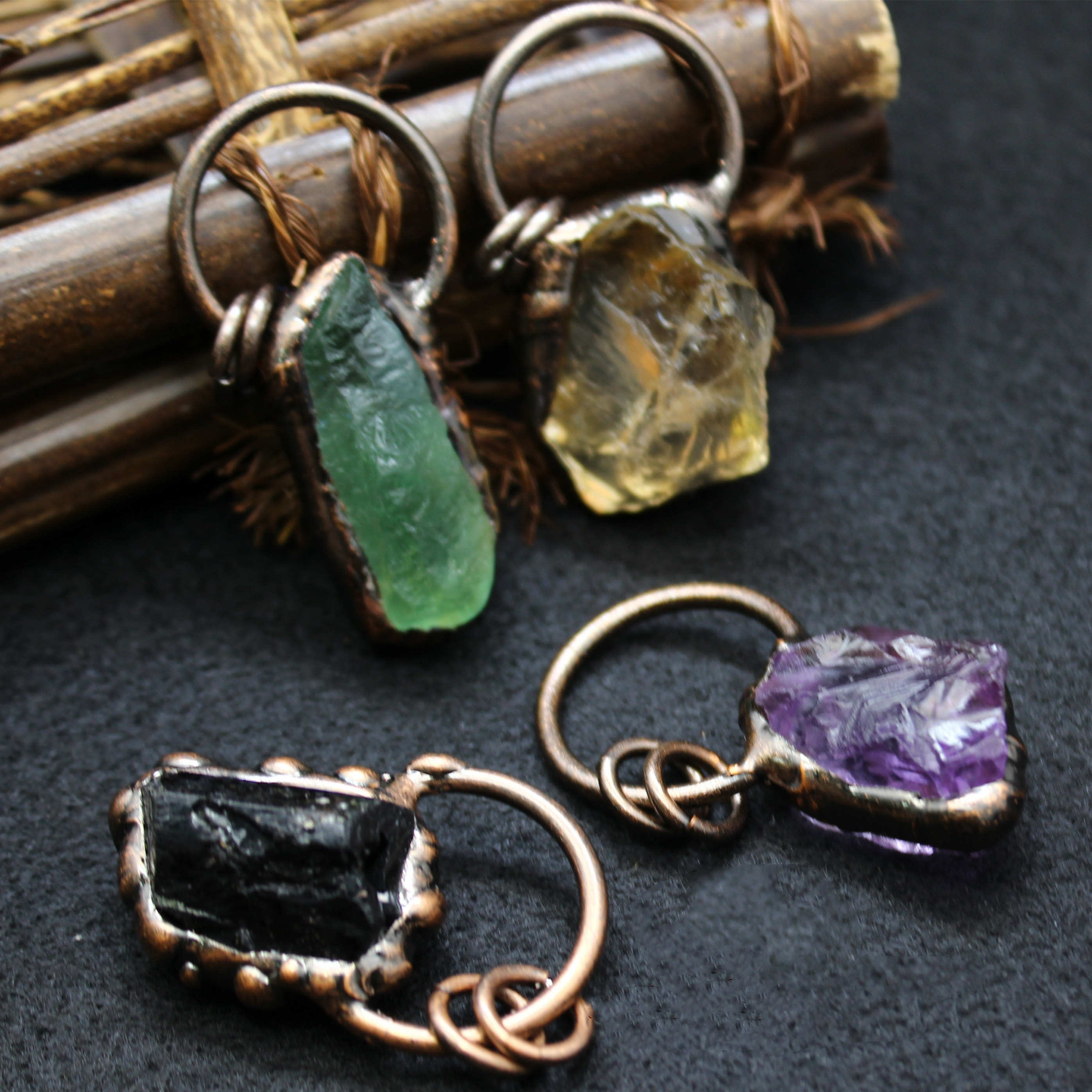 healing crystal rough pendant