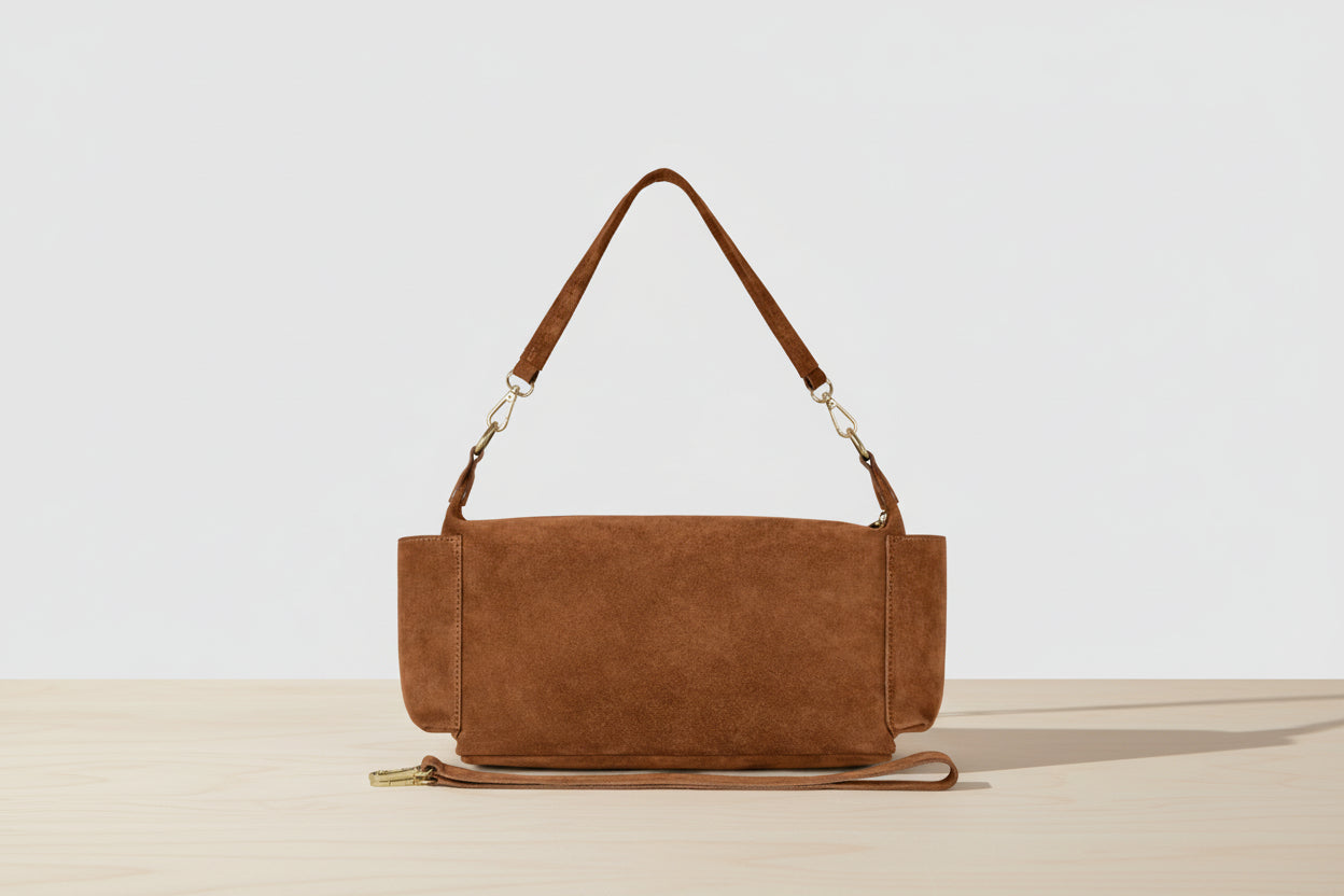 Brown suede handbag  - Italian Suede Shoulder Bag