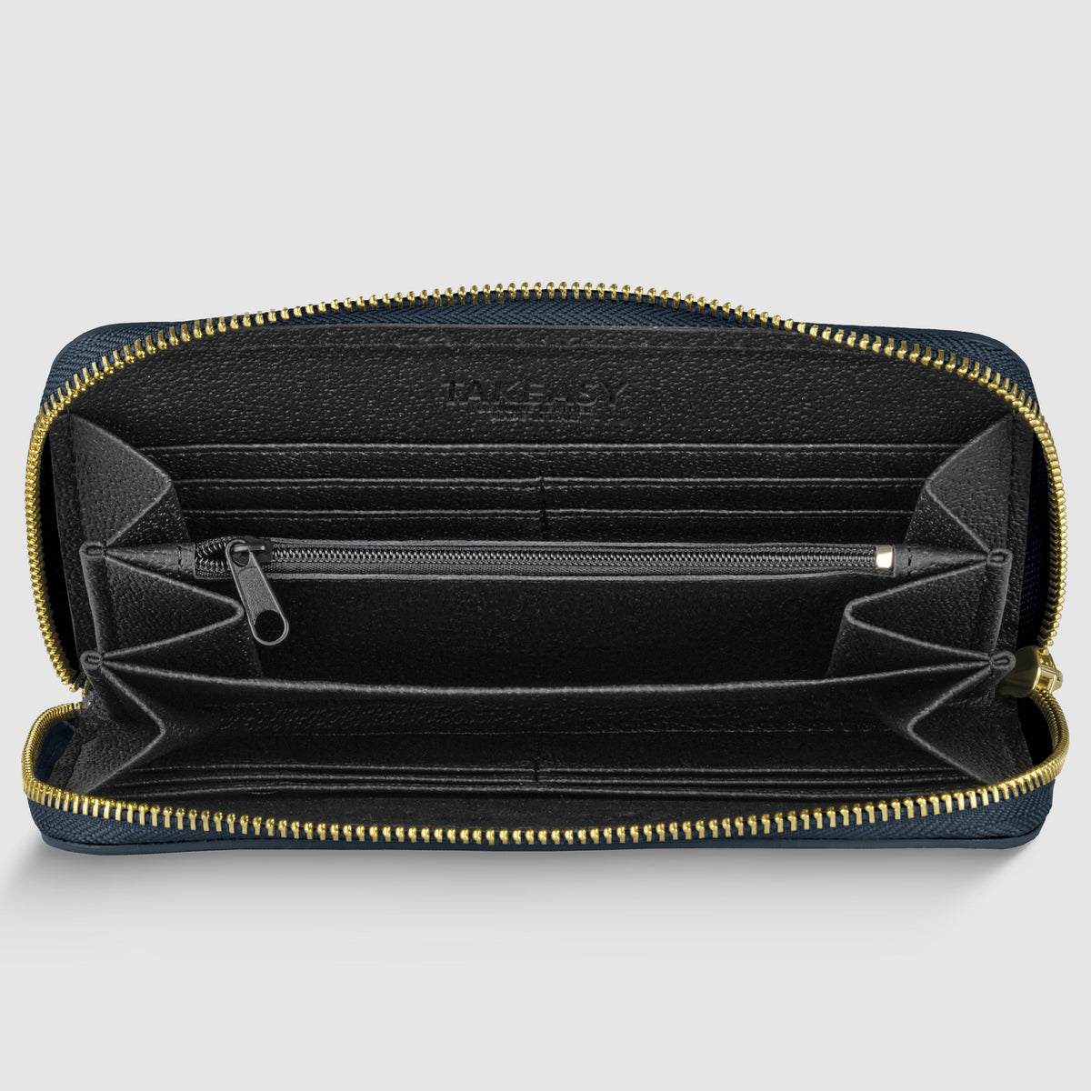 black  leather wallet with compartments