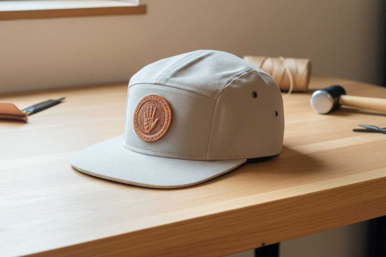 Canvas Camp Hat with Leather Patch – 5 Panel, Made in USA