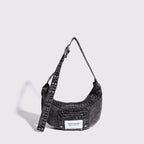 washed denim crescent moon bag for women