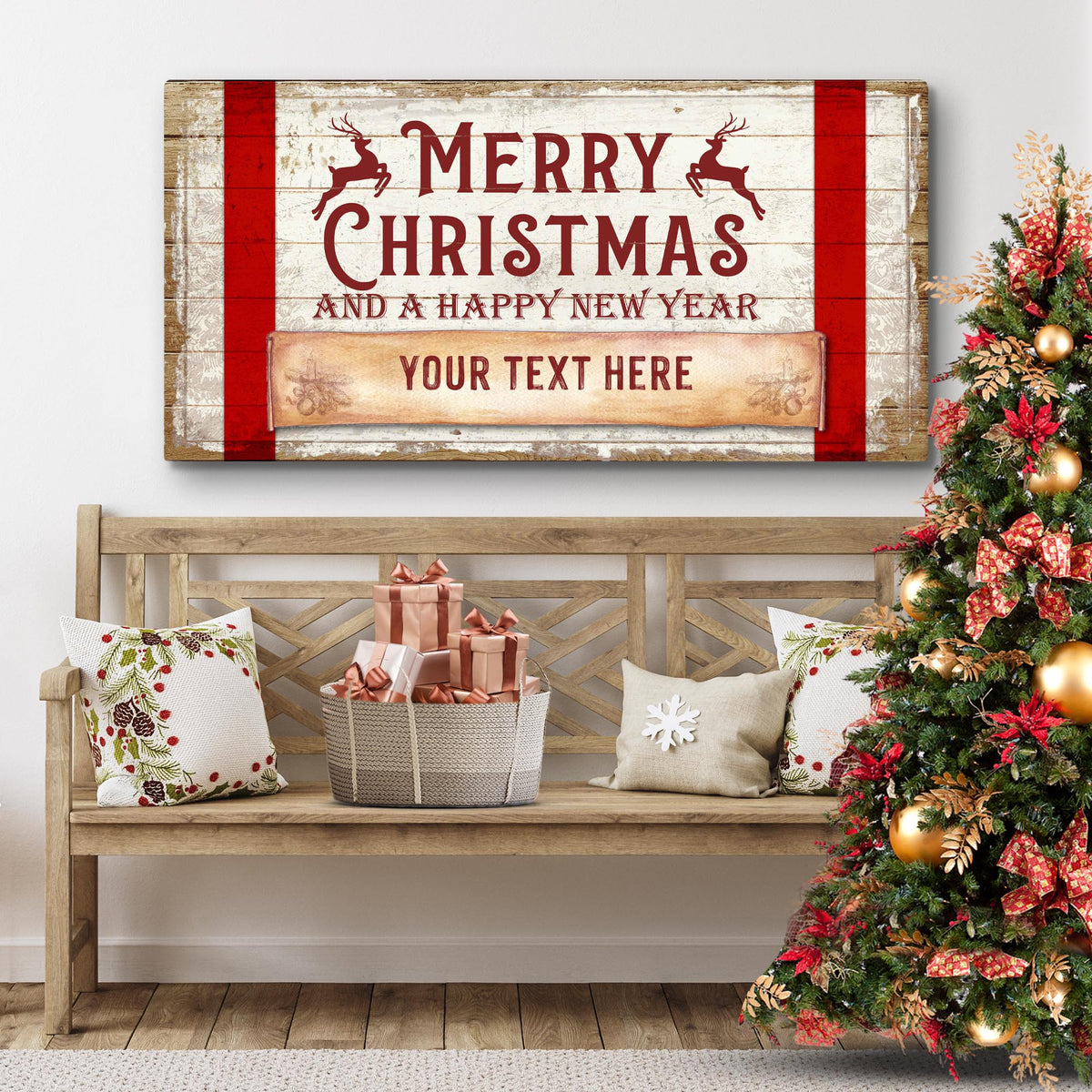 merry christmas and happy new year decoration sign