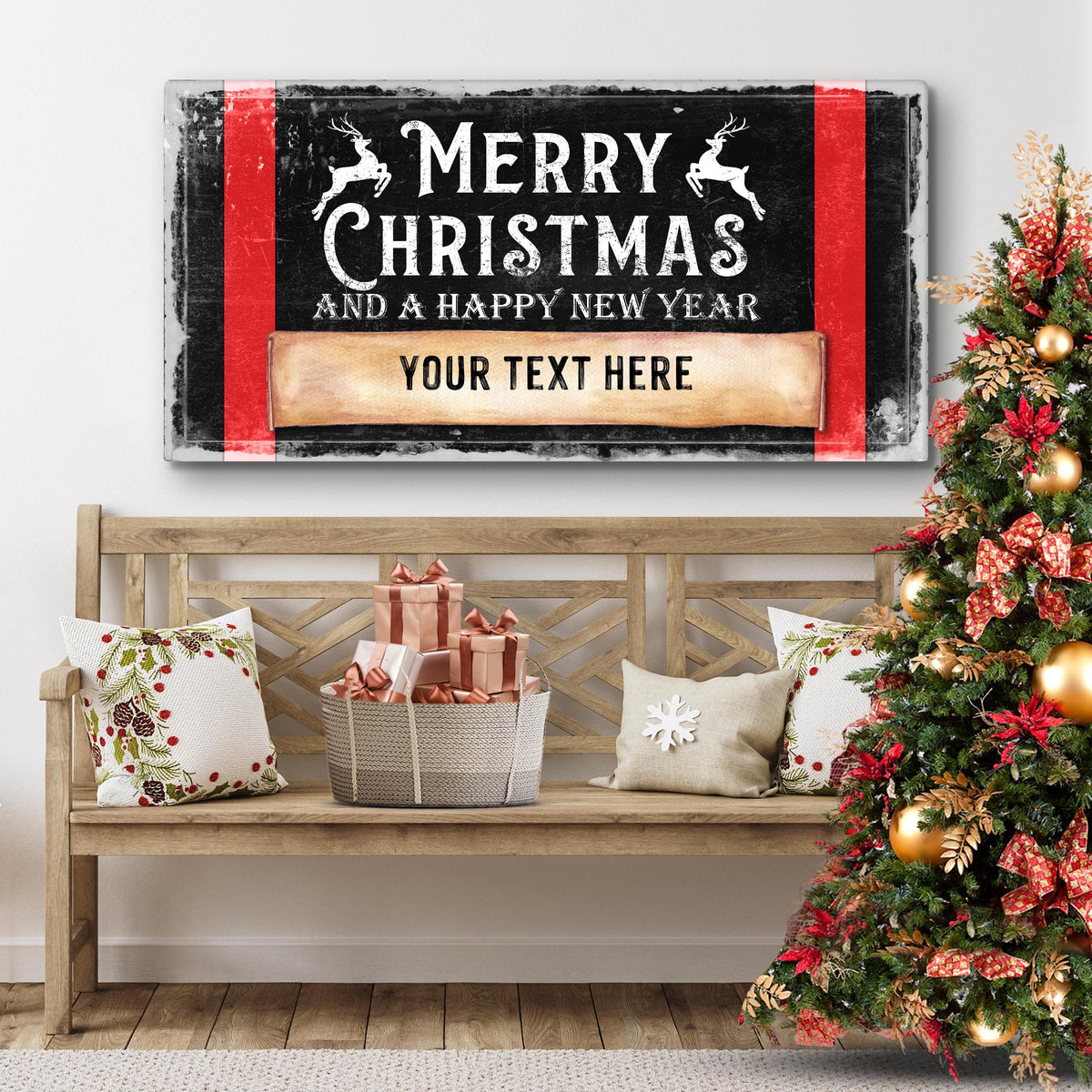 merry christmas new year porch sign