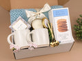 romantic couples gift basket with blanket tea and scented candle


