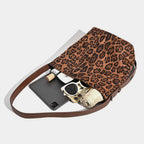 Women’s Suede Bucket Shoulder Bag – Leopard Print, Black & Brown