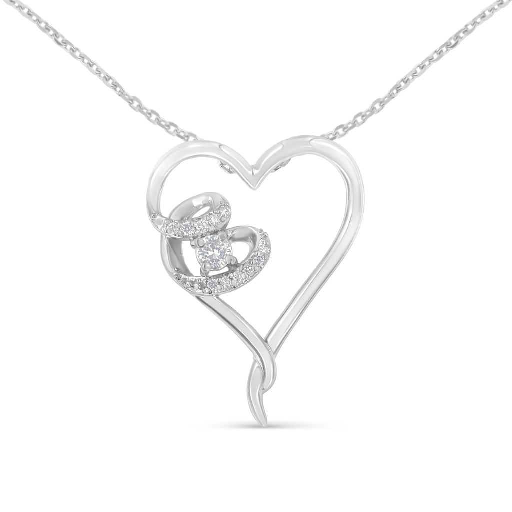 delicate sterling silver diamond heart necklace