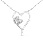 delicate sterling silver diamond heart necklace