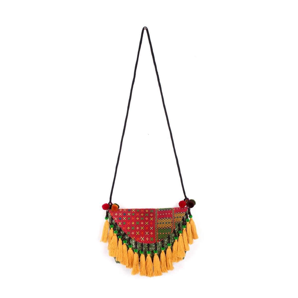 Artisan embroidered boho crossbody Yellow