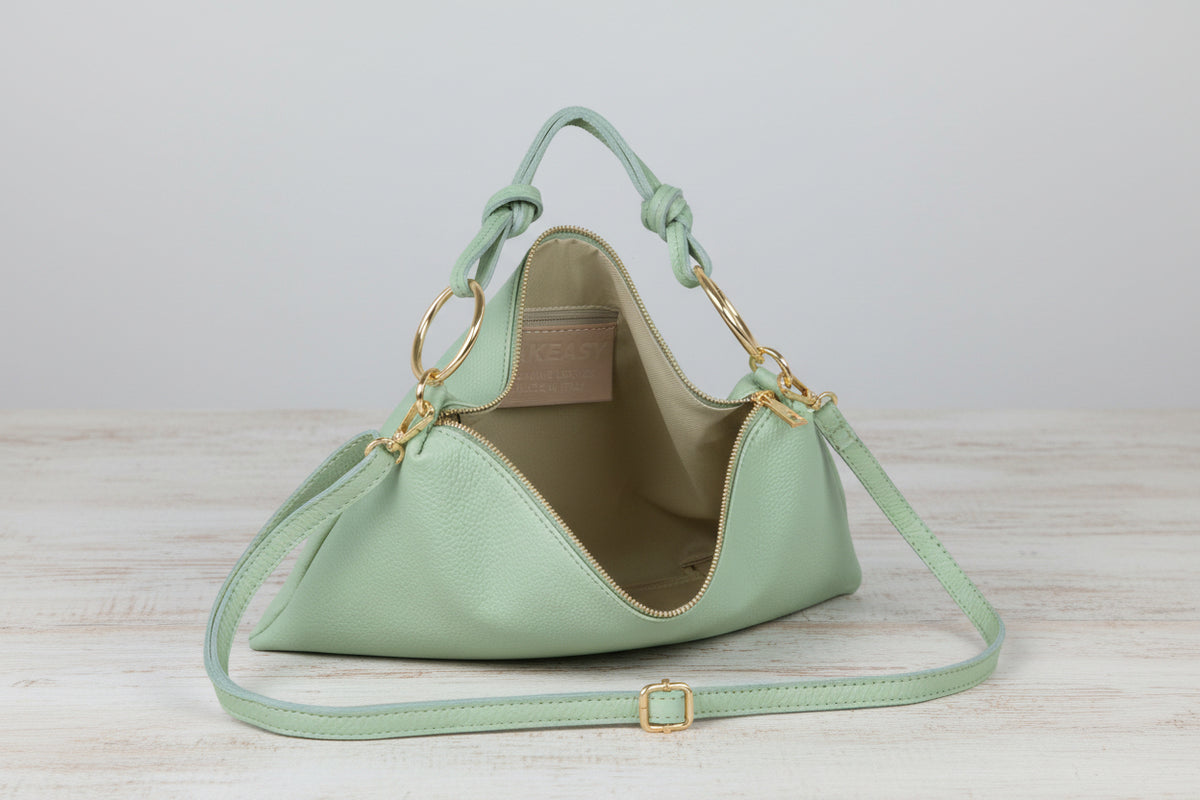 handmade Italian suede leather mini bag