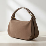 brown Italian suede leather shoulder bag