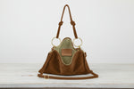 soft suede leather purse knotted handle