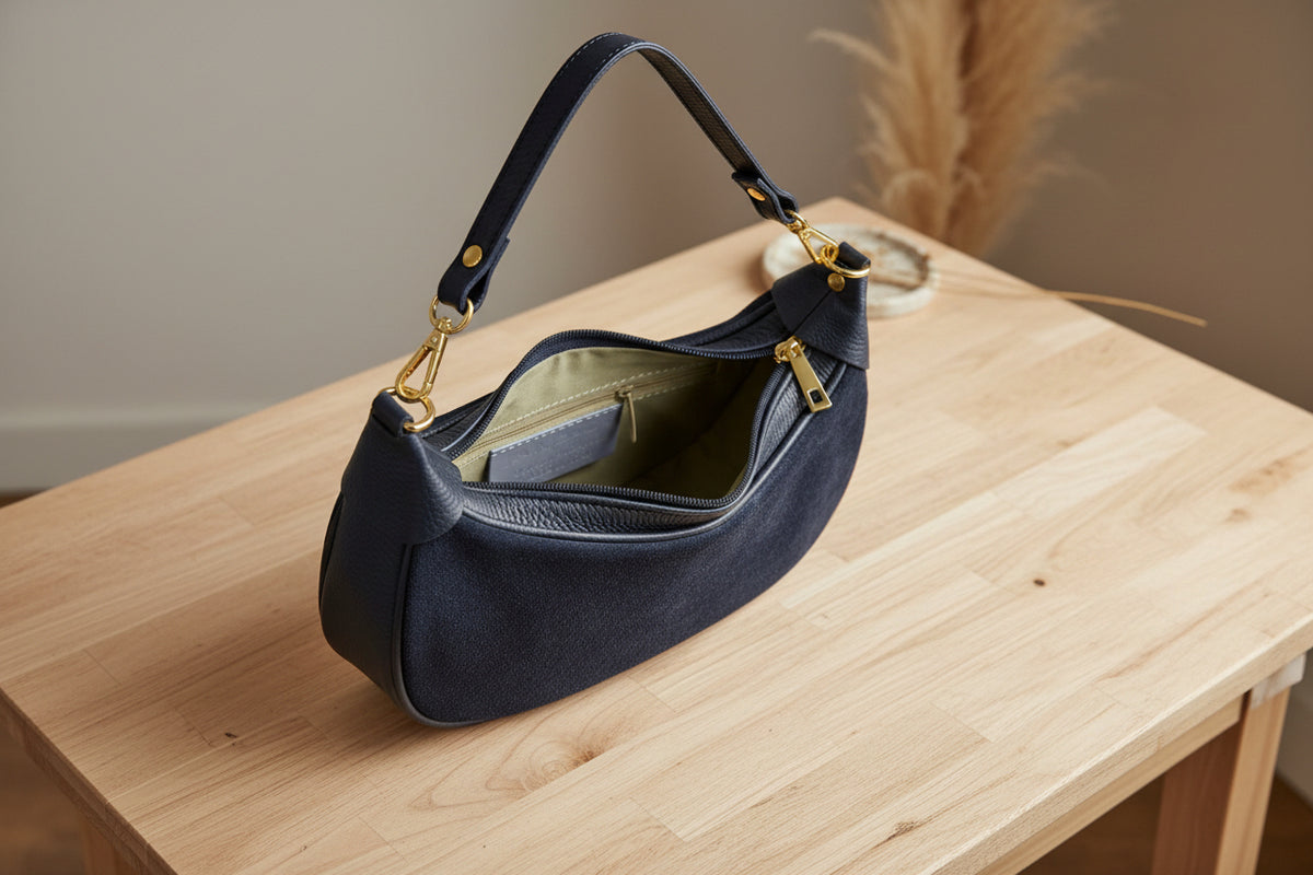 authentic Italian suede shoulder bag crossbody

