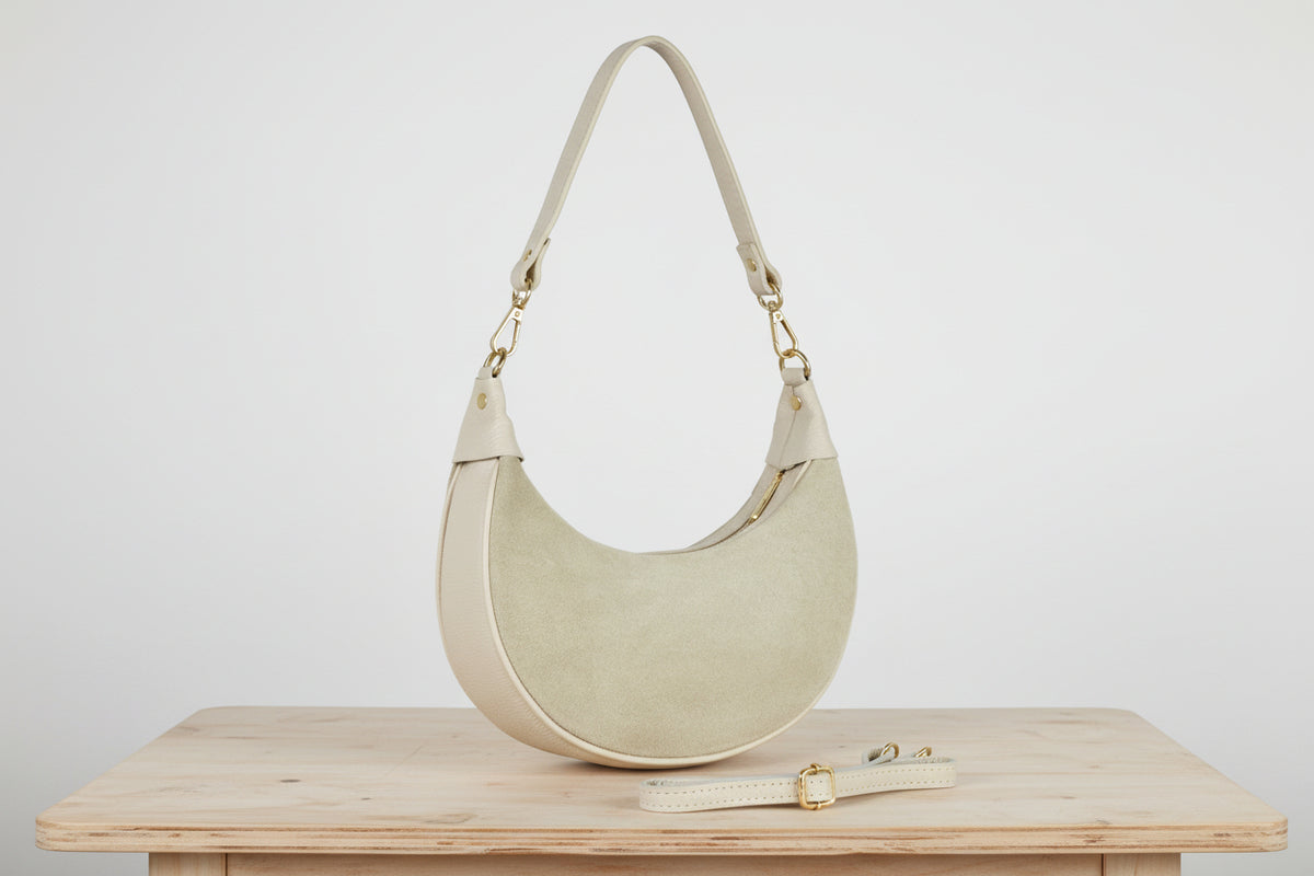 Suede shoulder handbag