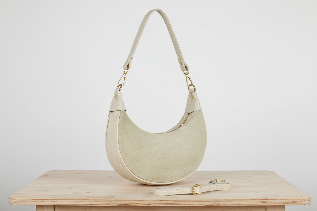 Suede shoulder handbag