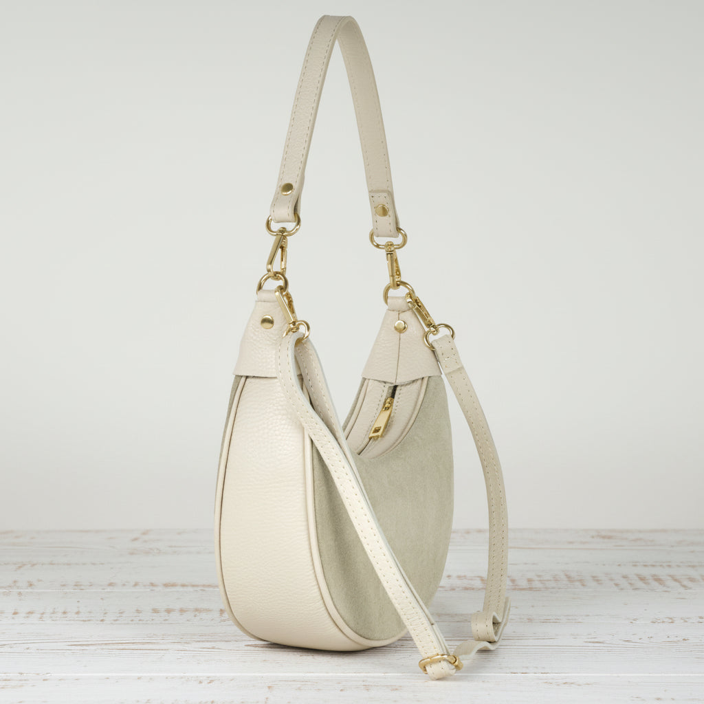 Suede leather handbag