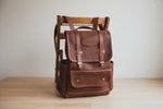 	Genuine leather daypack commuter, suede details