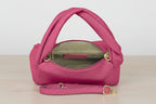  genuine leather shoulder bag open showing inner compartments