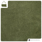 Green leather with a small green bag in the corner