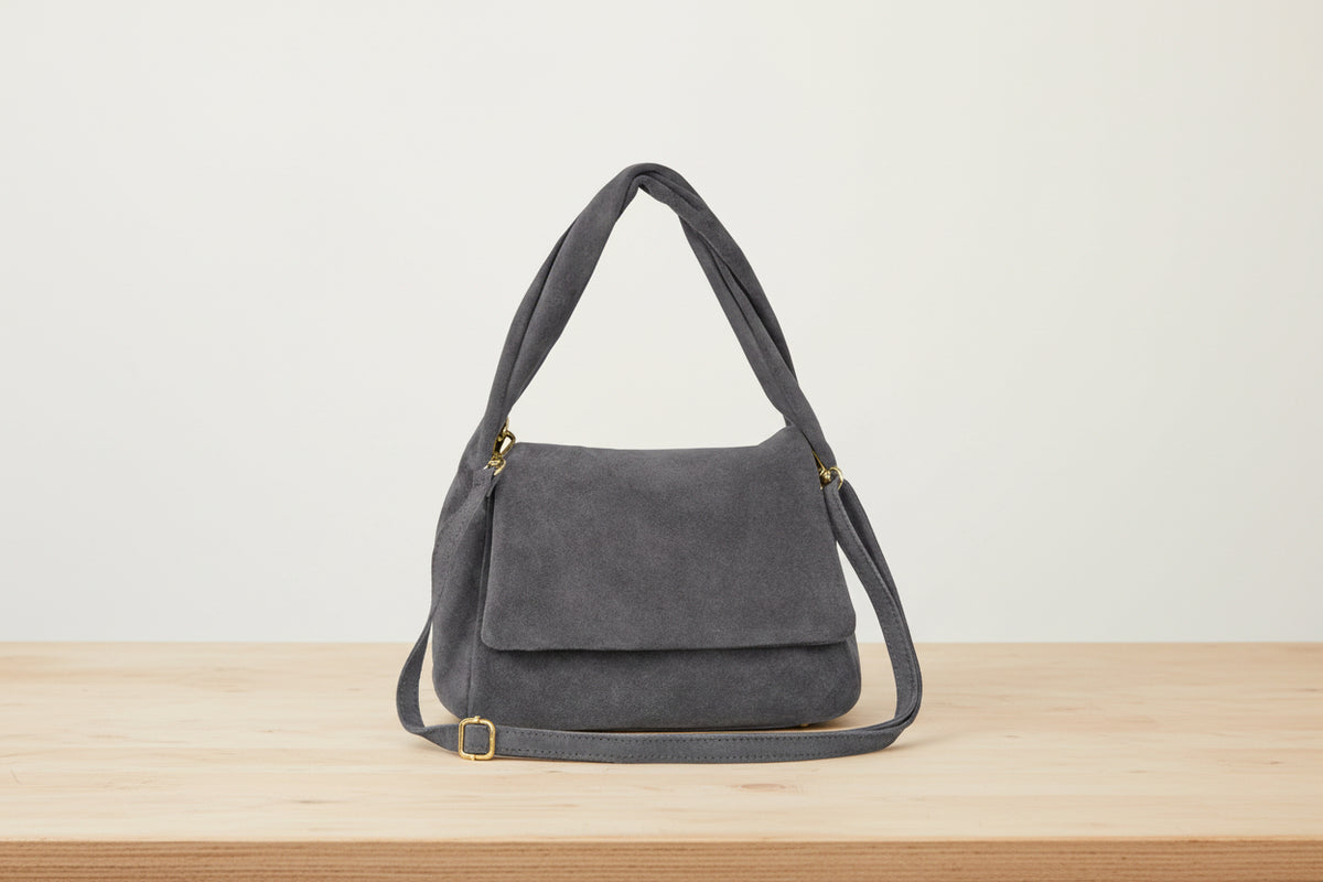 Shop Grey Suede Italian Bags