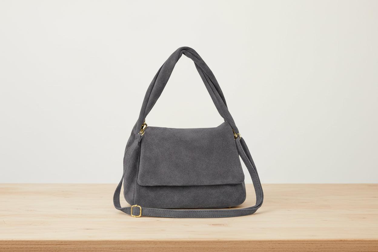 Shop Grey Suede Italian Bags